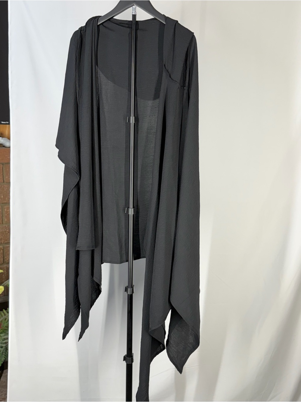 Black Draped Open-Front Women's Cape Jacket